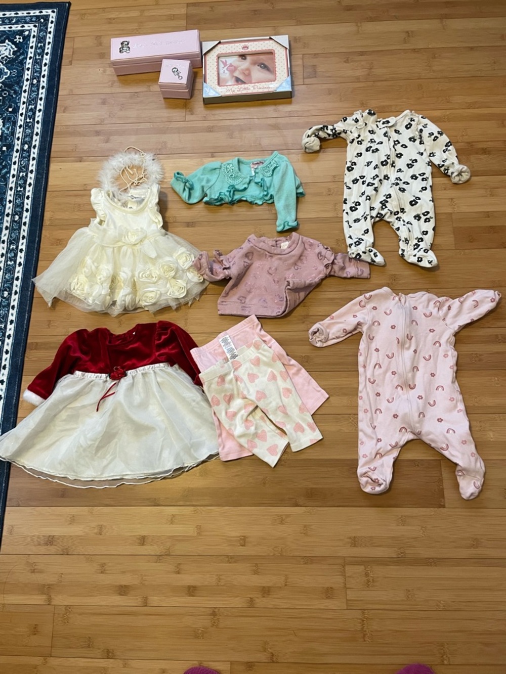 Baby Girl Clothes Bundle - 0-6m Ivory, Red, Pink, Mint